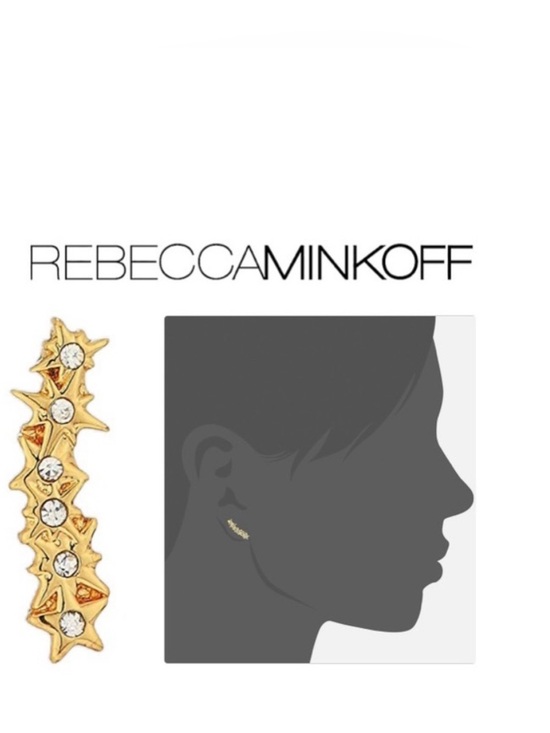 Rebecca Minkoff Jewelry - NWT [Rebecca Minkoff] Stargazing Gold Star Ear Crawler Climbers Studs w Crystals